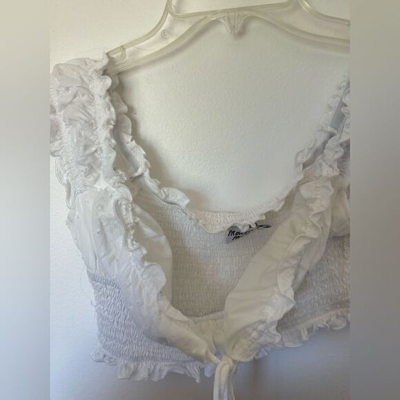 Princess Polly white smocked crop top with ruffle detail size 6 - Picture 6 of 11